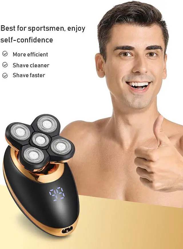 Alt view image 3 of 7 - Electric Shavers for Men - 5 in 1 Bald Head Shavers for Men, 5D Floating Cordless USB Rechargeable Rotary Razor Multifunctional Grooming Kit Beard Trimmer Waterproof Wet and Dry with LED Display