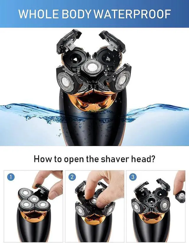 Alt view image 5 of 7 - Electric Shavers for Men - 5 in 1 Bald Head Shavers for Men, 5D Floating Cordless USB Rechargeable Rotary Razor Multifunctional Grooming Kit Beard Trimmer Waterproof Wet and Dry with LED Display