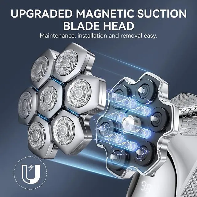 Alt view image 2 of 7 - 7D Head Shaver kensen 2024 Upgrade Head Shavers for Bald Men, Detachable Electric Razor with Beard Nose Hair Trimmer, Waterproof Wet/Dry Mens Grooming Kit, LED Display, USB Rechargeable, Gift Trave