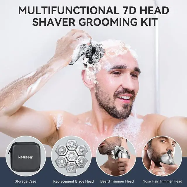 Alt view image 4 of 7 - 7D Head Shaver kensen 2024 Upgrade Head Shavers for Bald Men, Detachable Electric Razor with Beard Nose Hair Trimmer, Waterproof Wet/Dry Mens Grooming Kit, LED Display, USB Rechargeable, Gift Trave