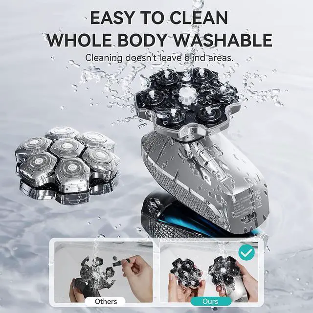 Alt view image 6 of 7 - 7D Head Shaver kensen 2024 Upgrade Head Shavers for Bald Men, Detachable Electric Razor with Beard Nose Hair Trimmer, Waterproof Wet/Dry Mens Grooming Kit, LED Display, USB Rechargeable, Gift Trave