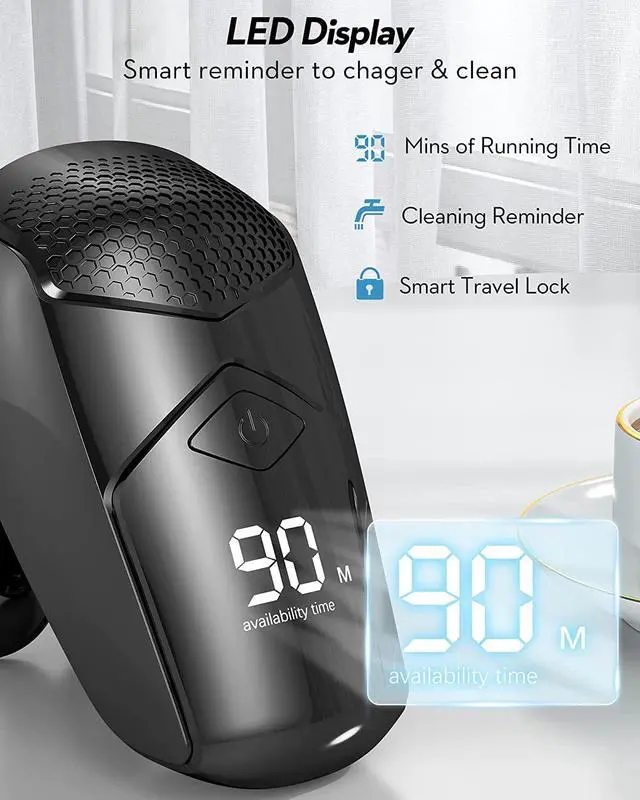 Alt view image 6 of 7 - Head Shaver for Men, Kibiy 5-in-1 Head Shavers for Bald Men, Cordless LED Bald Head Shaver, IPX7 Waterproof 7D Rotary Shaver Grooming Kit with Nose Hair Trimmer Type-C Charge - Black