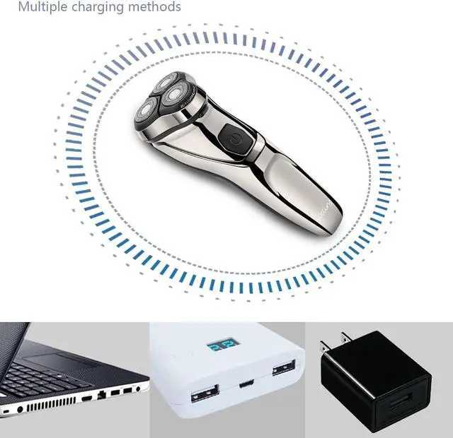 Alt view image 7 of 7 - Electric Razor for Men Shaver Mens for Shaving with Pop-up Trimmer Electric Rotary Shavers for Men Wet & Dry Cordless Waterproof USB Rechargeable