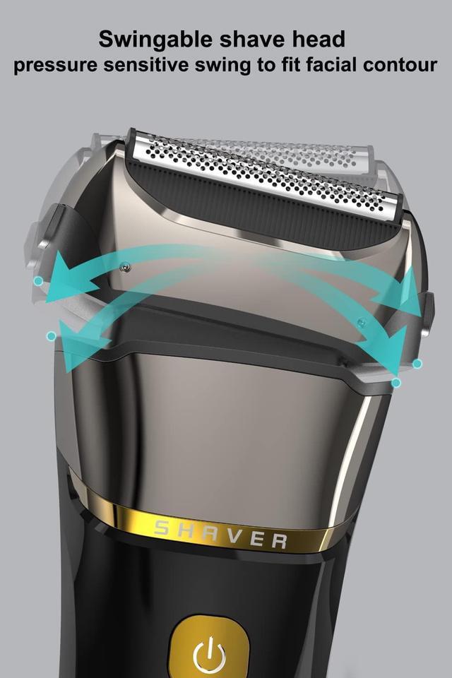 Alt view image 2 of 7 - Men's Foil Electric Shavers, Electric Razor for Men Cordless USB-C Rechargeable Shaver with Pop-up Trimmer, Waterproof Wet and Dry Foil Razor with Travel Pouch LED Display for Face Beard Style