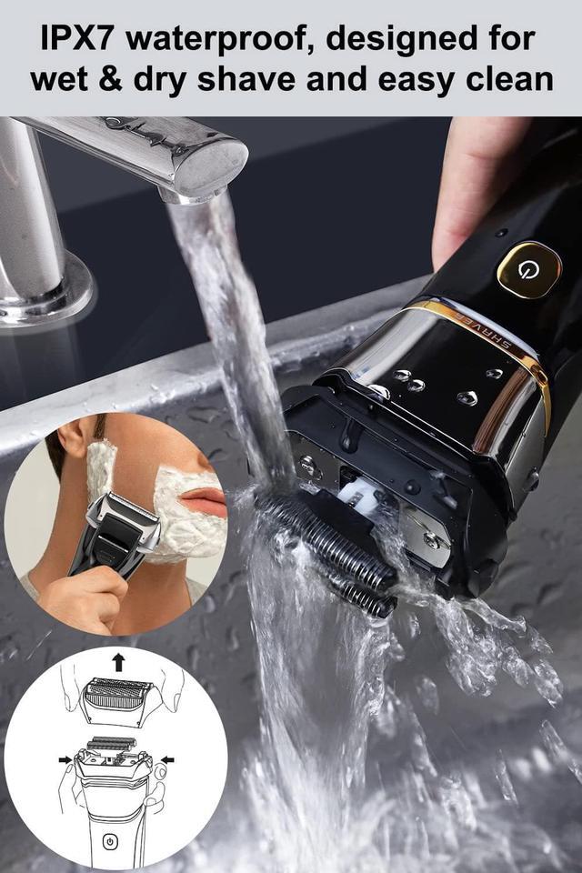 Alt view image 5 of 7 - Men's Foil Electric Shavers, Electric Razor for Men Cordless USB-C Rechargeable Shaver with Pop-up Trimmer, Waterproof Wet and Dry Foil Razor with Travel Pouch LED Display for Face Beard Style