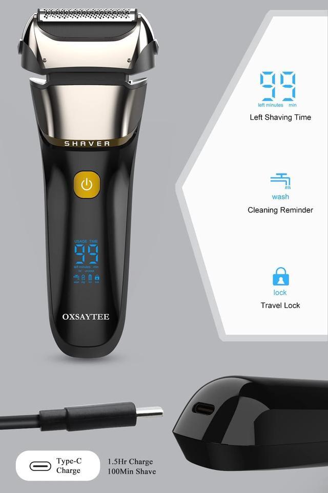 Alt view image 6 of 7 - Men's Foil Electric Shavers, Electric Razor for Men Cordless USB-C Rechargeable Shaver with Pop-up Trimmer, Waterproof Wet and Dry Foil Razor with Travel Pouch LED Display for Face Beard Style