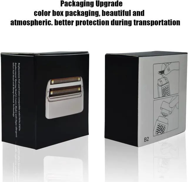 Alt view image 7 of 7 - Shaver Replacement Foil and Cutters compatible with BaBylissPRO Barberology Double FXFS2 (2PC Black)