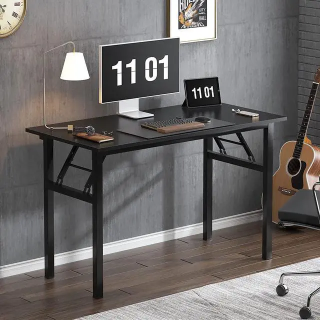 Alt view image 2 of 7 - Need Computer Desk Office Desk 47 inches Folding Table with BIFMA Certification Computer Table Workstation No Install Needed, Black Brown