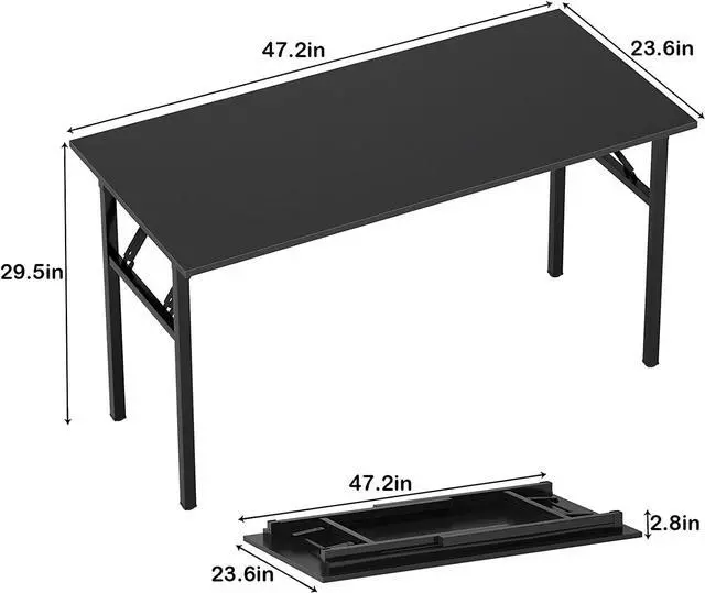 Alt view image 3 of 7 - Need Computer Desk Office Desk 47 inches Folding Table with BIFMA Certification Computer Table Workstation No Install Needed, Black Brown