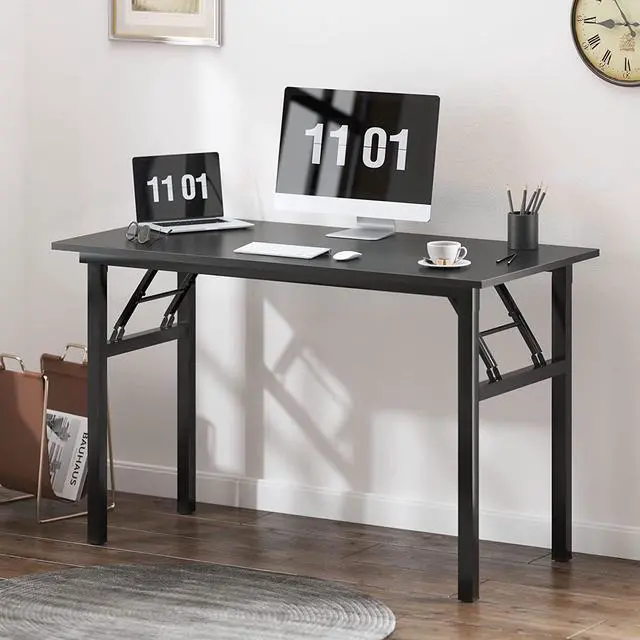 Alt view image 4 of 7 - Need Computer Desk Office Desk 47 inches Folding Table with BIFMA Certification Computer Table Workstation No Install Needed, Black Brown