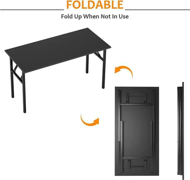 Alt view image 6 of 7 - Need Computer Desk Office Desk 47 inches Folding Table with BIFMA Certification Computer Table Workstation No Install Needed, Black Brown