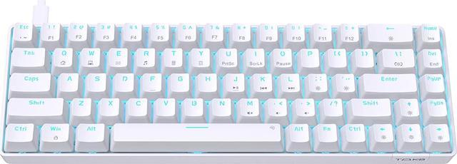 DIERYA x TMKB T68SE Wired 60% Mechanical Gaming Keyboard, LED Backlit  Ultra-Compact 68 Keys Office Keyboard with Stand-Alone Arrow/Control Keys  for Windows Laptop PC Mac, Clicky Blue Switch, White 