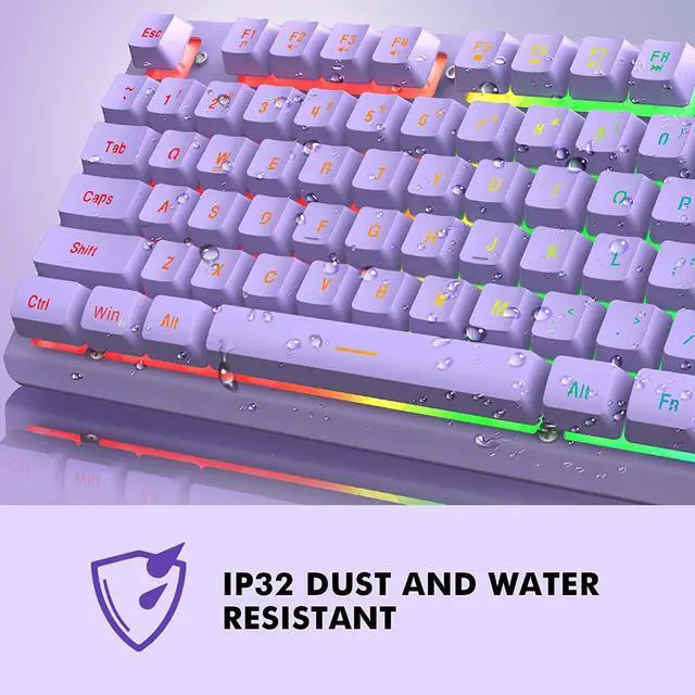 Alt view image 2 of 7 - NPET K10 Wired Gaming Keyboard, RGB Backlit, Spill-Resistant Design, Multimedia Keys, Quiet Silent USB Membrane Keyboard for Desktop, Computer, PC (Purple)