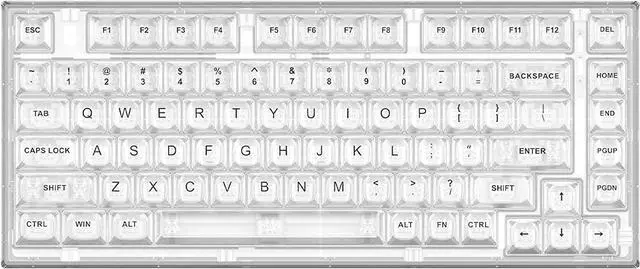 Main image of YUNZII X75 PRO 82 Key Wireless Hot Swappable Mechanical Gaming Keyboard with Transparent Keycaps,Gasket Mount,BT5.0/2.4G/USB-C for Windows/Mac(Crystal White Switch, Wireless-White)
