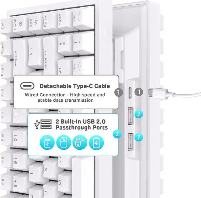 Alt view image 5 of 7 - RK ROYAL KLUDGE RK84 Wireless Blue Backlit 75% Triple Mode BT5.0/2.4G/USB-C Hot Swappable Mechanical Keyboard, 84 Keys Tenkeyless Mechanical Keyboard w/Programmable Software, Blue Switch