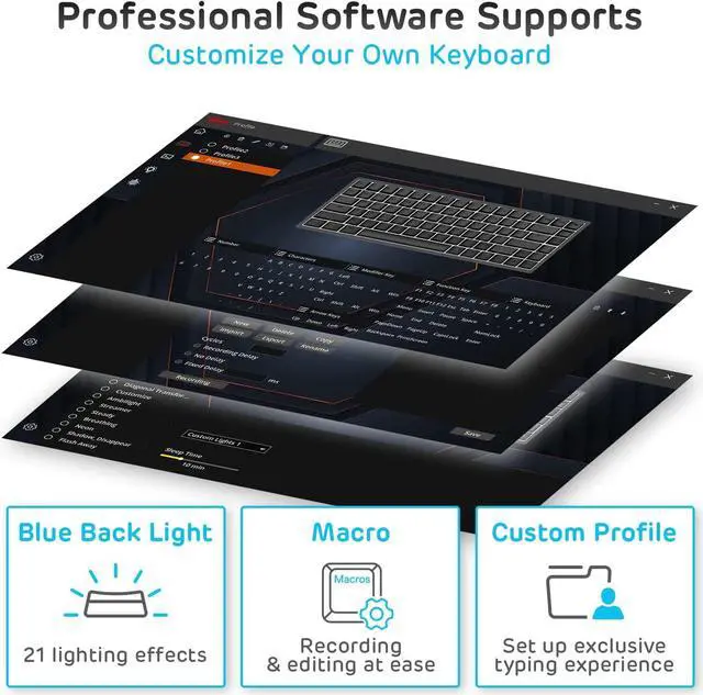 Alt view image 6 of 7 - RK ROYAL KLUDGE RK84 Wireless Blue Backlit 75% Triple Mode BT5.0/2.4G/USB-C Hot Swappable Mechanical Keyboard, 84 Keys Tenkeyless Mechanical Keyboard w/Programmable Software, Blue Switch