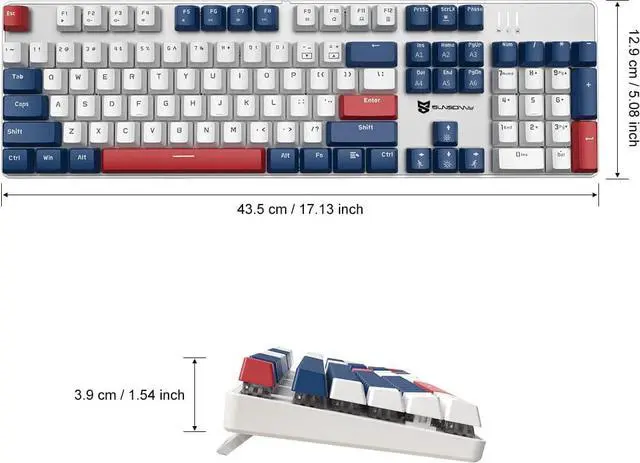 Alt view image 2 of 7 - Merdia Mechanical Keyboard Gaming Keyboard | Blue Switch Blue/White/Red Backlit Keyboard | 104 Keys US Layout | Wired Gaming Keyboard | Hot Swappable Mechanical Keyboard | PC Gaming Keyboards