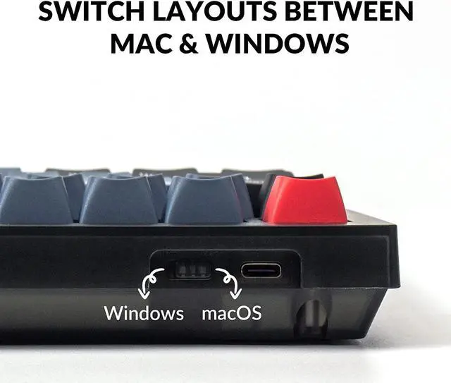 Alt view image 4 of 7 - Keychron V1 Wired Custom Mechanical Keyboard, 75% Layout QMK/VIA Programmable Macro with Hot-swappable Keychron K Pro Brown Switch Compatible with Mac Windows Linux (Frosted Black - Translucent)