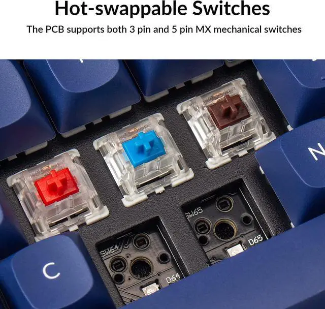 Alt view image 3 of 7 - Keychron Q2 Wired Custom Mechanical Keyboard, QMK/VIA Programmable Macro, Full Aluminum, Hot-Swappable Gateron G Pro Red Switch, 65% Layout Double Gasket Compatible with Mac and Windows - Blue