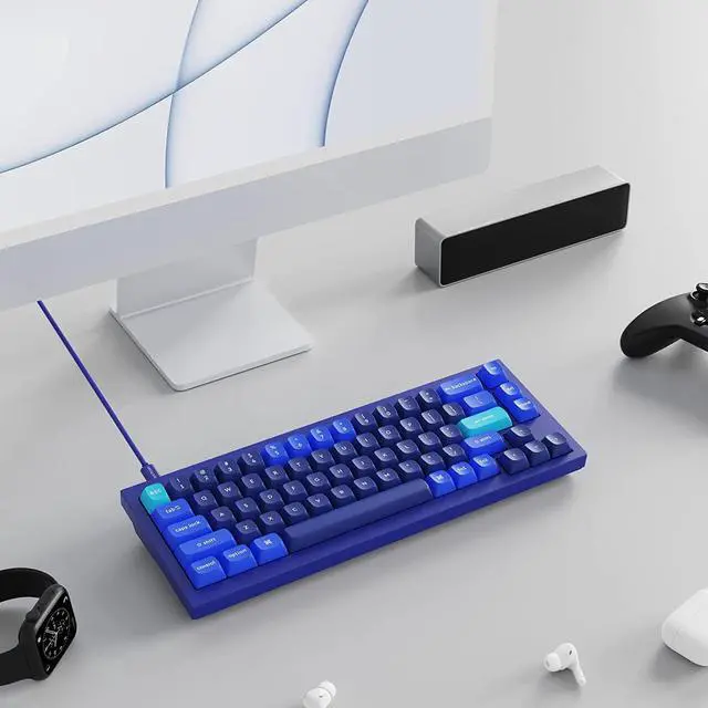 Alt view image 7 of 7 - Keychron Q2 Wired Custom Mechanical Keyboard, QMK/VIA Programmable Macro, Full Aluminum, Hot-Swappable Gateron G Pro Red Switch, 65% Layout Double Gasket Compatible with Mac and Windows - Blue