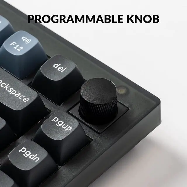 Alt view image 4 of 7 - Keychron V1 Wired Custom Mechanical Keyboard Knob Version, 75% Layout QMK/VIA Programmable with Hot-swappable Keychron K Pro Brown Switch Compatible with Mac Windows Linux (Frosted Black-Translucent)