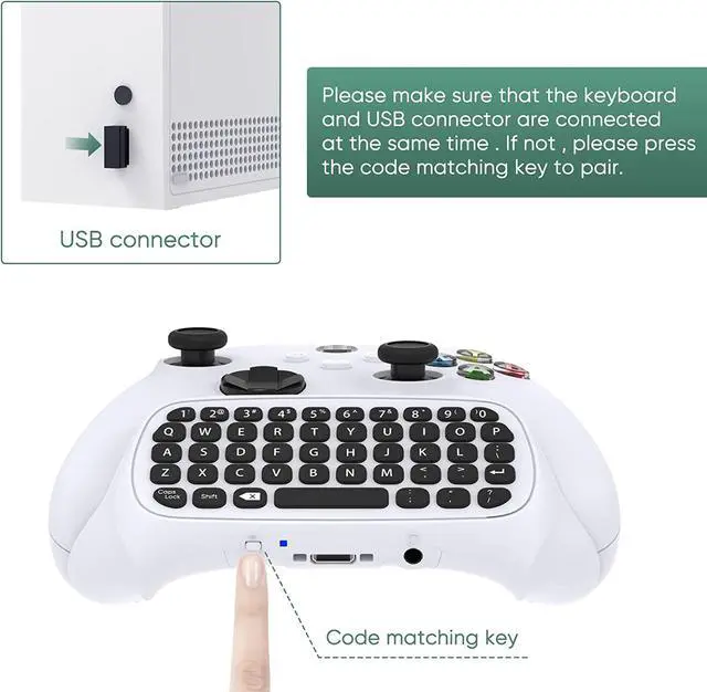 Alt view image 5 of 7 - Controller Keyboard for Xbox Series X/S, Wireless 2.4G Ergonomic USB Gamepad Keypad QWERTY Chatpad with Audio and Headset Jack for Game Live Chat Compatiable with Xbox Series S/Series X/One/One S
