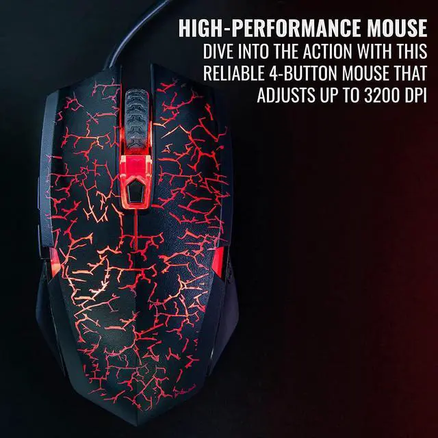 Alt view image 4 of 7 - Ritz Gear Red Gaming Accessories Kit I 4-in-1 LED Combo with Multimedia Keyboard, Optical Mouse, Mouse Pad & Headset with Adapter with CR3-X Monitors and 24 Pack Acoustic Soundproof Wedge Panels