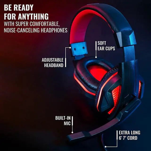 Alt view image 5 of 7 - Ritz Gear Red Gaming Accessories Kit I 4-in-1 LED Combo with Multimedia Keyboard, Optical Mouse, Mouse Pad & Headset with Adapter with CR3-X Monitors and 24 Pack Acoustic Soundproof Wedge Panels