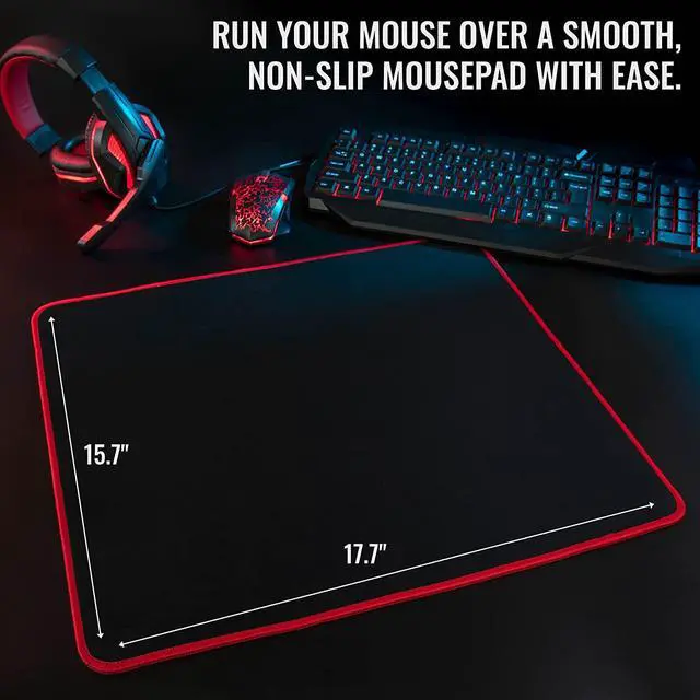 Alt view image 6 of 7 - Ritz Gear Red Gaming Accessories Kit I 4-in-1 LED Combo with Multimedia Keyboard, Optical Mouse, Mouse Pad & Headset with Adapter with CR3-X Monitors and 24 Pack Acoustic Soundproof Wedge Panels