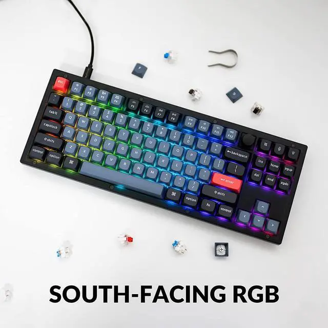 Alt view image 5 of 7 - Keychron V3 Wired Custom Mechanical Keyboard Knob Version, TKL QMK/VIA Programmable Macro with Hot-swappable Keychron K Pro Brown Switch Compatible with Mac Windows Linux (Frosted Black-Translucent)