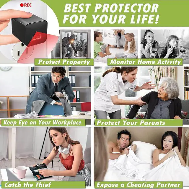 Alt view image 3 of 6 - Mini Spy Camera Hidden Camera Charger for Spying + 32GB SD Card | Secret Camera 1080p Full HD | Small Hidden Nanny Cam | Surveillance Camera | USB Charger Camera | Hidden Spy Cam | Hidden Cam