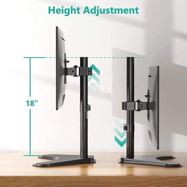 Alt view image 5 of 7 - WALI Single Monitor Stand, Adjustable Monitor Stand for One Screen up to 32inch, Universal Freestanding Monitor Stand for hp acer lg Monitor with monting Holes 75 to 100mm (MF001),Black