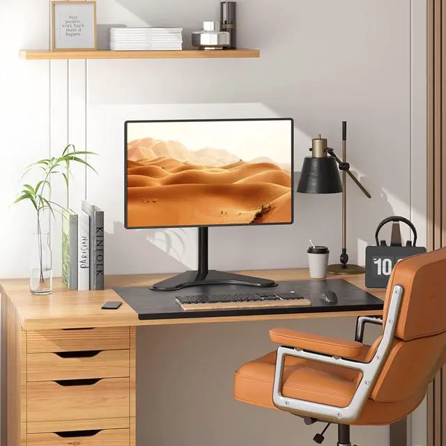 Alt view image 2 of 7 - WALI Single Monitor Stand, Adjustable Monitor Stand for One Screen up to 32inch, Universal Freestanding Monitor Stand for hp acer lg Monitor with monting Holes 75 to 100mm (MF001),Black