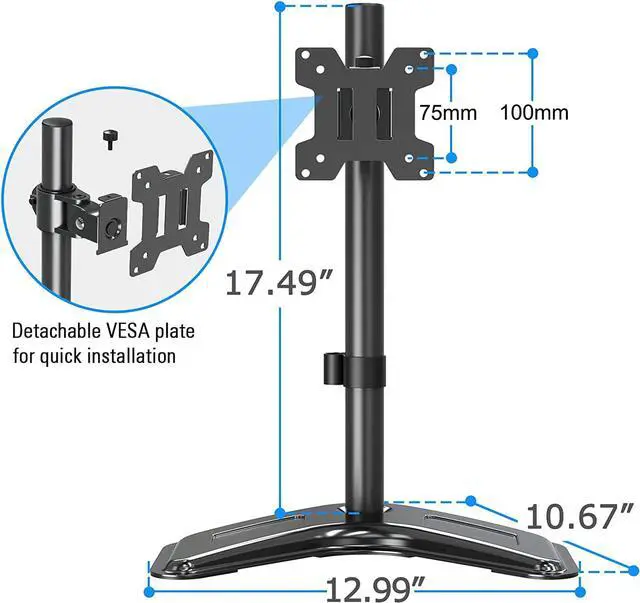 Alt view image 4 of 7 - MOUNTUP Single Monitor Stands, Freestanding VESA Monitor Desk Mount fits 13'' to 32'' Computer Screen with Height Adjustable, Swivel, Tilt, Rotation, VESA 75x75 100x100 MU0023
