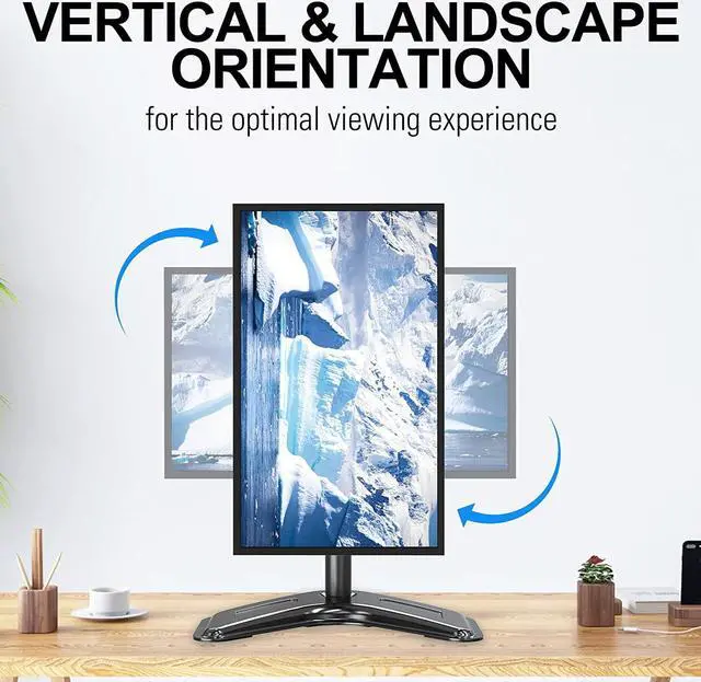 Alt view image 5 of 7 - MOUNTUP Single Monitor Stands, Freestanding VESA Monitor Desk Mount fits 13'' to 32'' Computer Screen with Height Adjustable, Swivel, Tilt, Rotation, VESA 75x75 100x100 MU0023