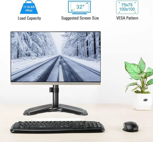 Alt view image 6 of 7 - MOUNTUP Single Monitor Stands, Freestanding VESA Monitor Desk Mount fits 13'' to 32'' Computer Screen with Height Adjustable, Swivel, Tilt, Rotation, VESA 75x75 100x100 MU0023