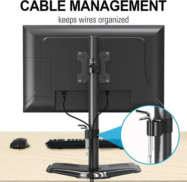 Alt view image 7 of 7 - MOUNTUP Single Monitor Stands, Freestanding VESA Monitor Desk Mount fits 13'' to 32'' Computer Screen with Height Adjustable, Swivel, Tilt, Rotation, VESA 75x75 100x100 MU0023