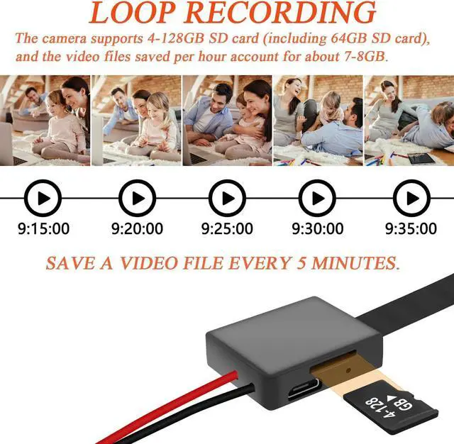 Alt view image 4 of 7 - TKQTZ Mini Spy Camera, 64GB Hidden Camera 1080P Small DIY Module Micro Camera 11 Hours Battery Life Home Security Surveillance Cameras Tiny Nanny Cam with Motion Detection