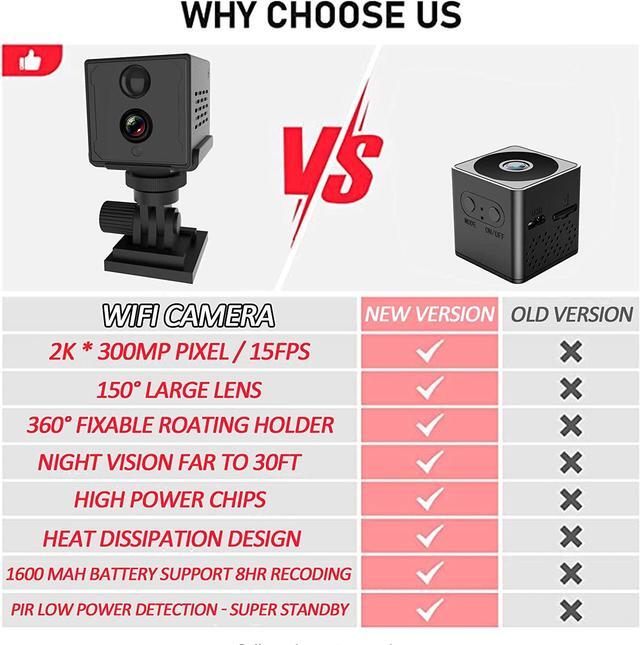 Alt view image 3 of 6 - Spy Camera Hidden WiFi Mini 4K Wireless Indoor IP Cam Secret Nanny Security Surveillance for Baby Pet with Phone App AI Human Detection Alarm Push Cloud/64GB Night Vision 100 Day Standby Battery Life