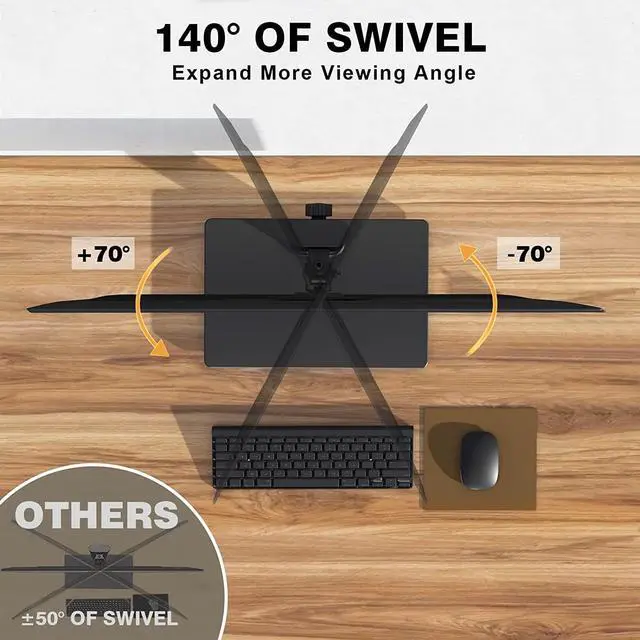 Alt view image 3 of 7 - TAVR Furniture Single Monitor Stand VESA Mount for 13-32 Inch Screens, Free-Standing Monitor Riser with Swivel Tilt Rotation Height Adjustable, VESA Monitor Mount up to 44lbs, VESA 75x75100x100mm