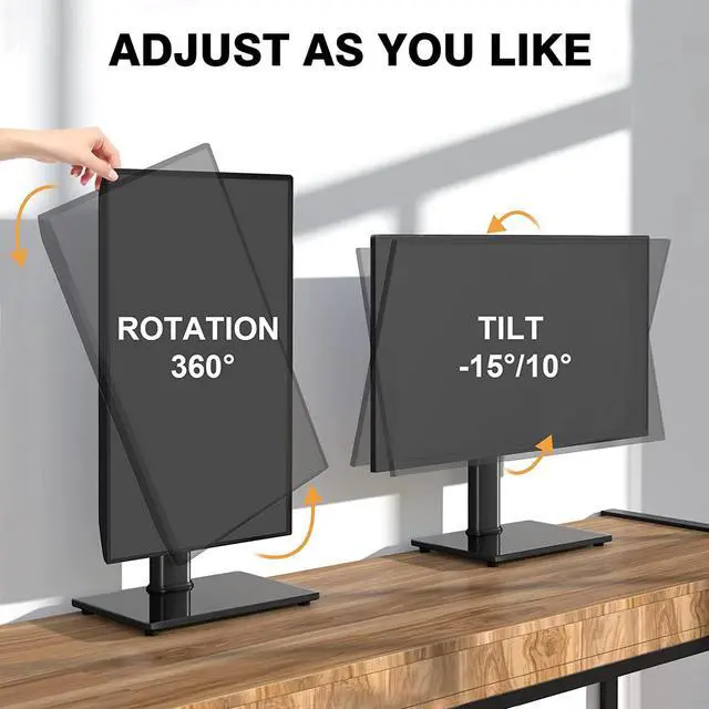 Alt view image 4 of 7 - TAVR Furniture Single Monitor Stand VESA Mount for 13-32 Inch Screens, Free-Standing Monitor Riser with Swivel Tilt Rotation Height Adjustable, VESA Monitor Mount up to 44lbs, VESA 75x75100x100mm