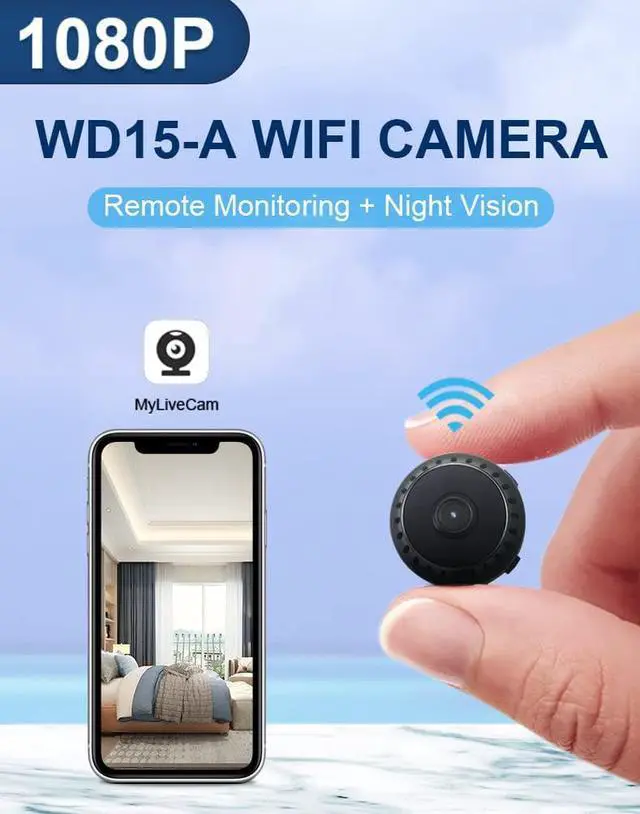 Alt view image 2 of 4 - Hidden Cameras for Home Security, WD15 1080p HD Camera Wi-Fi Wireless, Small Nanny Camera Indoor with Remote View, Motion Detection, Night Vision, Tiny Cam
