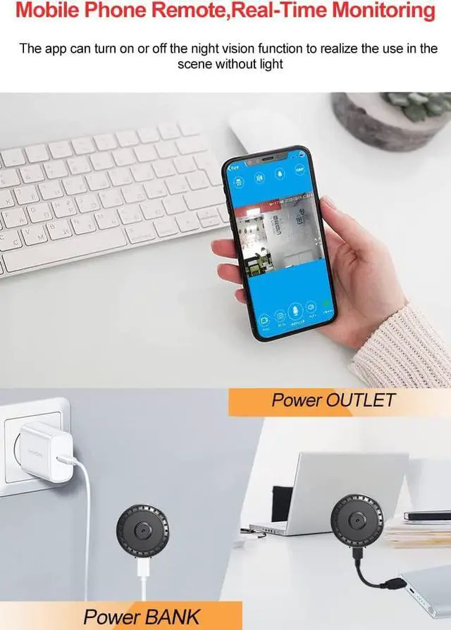 Alt view image 4 of 4 - Hidden Cameras for Home Security, WD15 1080p HD Camera Wi-Fi Wireless, Small Nanny Camera Indoor with Remote View, Motion Detection, Night Vision, Tiny Cam