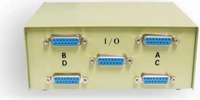 Main image of Kentek DB15 4 Way Manual Data Switch Box 15 Pin I/O ABCD Female Port for PC Game Joystick MAC Monitors MIDI Devices Peripherals