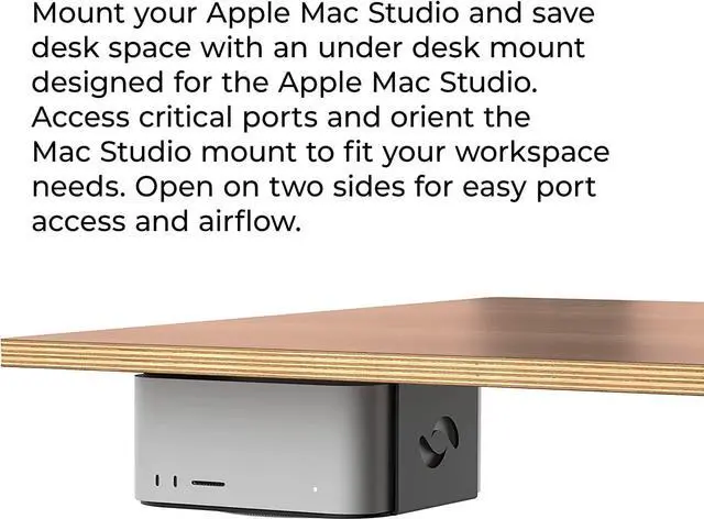 Alt view image 2 of 7 - HumanCentric Under Desk Mount Compatible with Mac Studio, Mounting Stand Bracket for M4 M3 M2 M1, Heat Dissipation, Anti-Scratch, Secure or Hide with a Holder Case