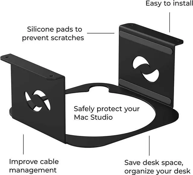 Alt view image 3 of 7 - HumanCentric Under Desk Mount Compatible with Mac Studio, Mounting Stand Bracket for M4 M3 M2 M1, Heat Dissipation, Anti-Scratch, Secure or Hide with a Holder Case