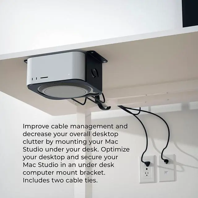 Alt view image 4 of 7 - HumanCentric Under Desk Mount Compatible with Mac Studio, Mounting Stand Bracket for M4 M3 M2 M1, Heat Dissipation, Anti-Scratch, Secure or Hide with a Holder Case