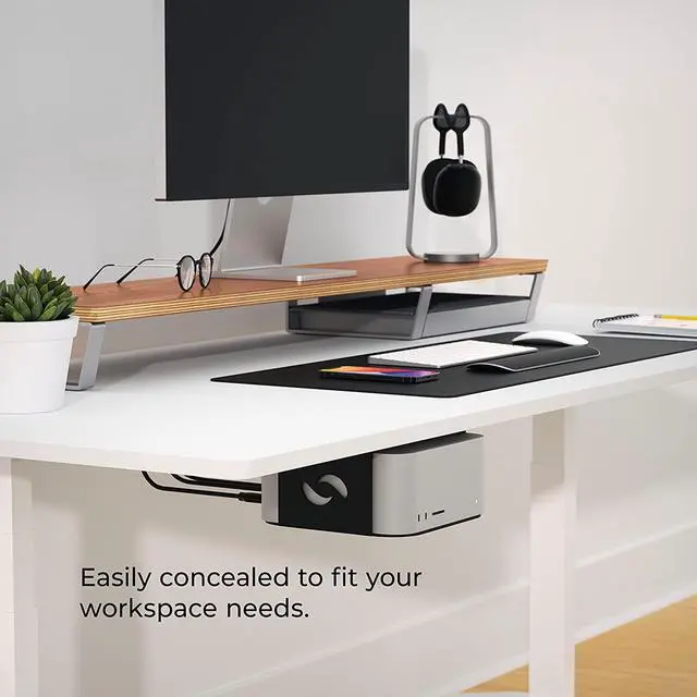 Alt view image 5 of 7 - HumanCentric Under Desk Mount Compatible with Mac Studio, Mounting Stand Bracket for M4 M3 M2 M1, Heat Dissipation, Anti-Scratch, Secure or Hide with a Holder Case