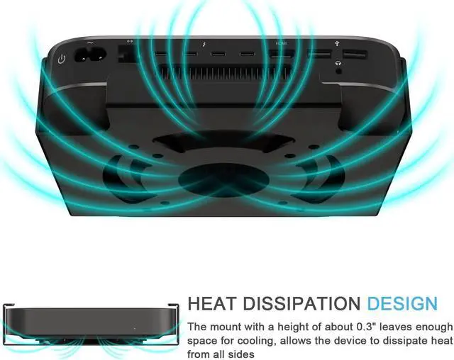 Alt view image 2 of 7 - IFCASE Mac Mini M2 Mount, Heat Dissipation Design Anti-Scratch Behind Monitor, Under Desk, Wall Mount Stand for Mac Mini 2011 to 2023 M2 Pro, Compatible with VESA Hole (Black)