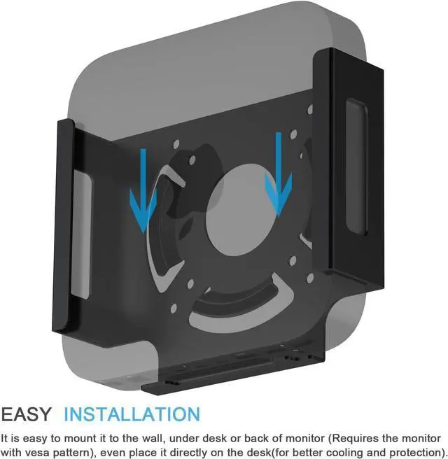 Alt view image 4 of 7 - IFCASE Mac Mini M2 Mount, Heat Dissipation Design Anti-Scratch Behind Monitor, Under Desk, Wall Mount Stand for Mac Mini 2011 to 2023 M2 Pro, Compatible with VESA Hole (Black)